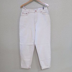 LOFT Curvy High Waist Boyfriend Cream Jeans, NWT!